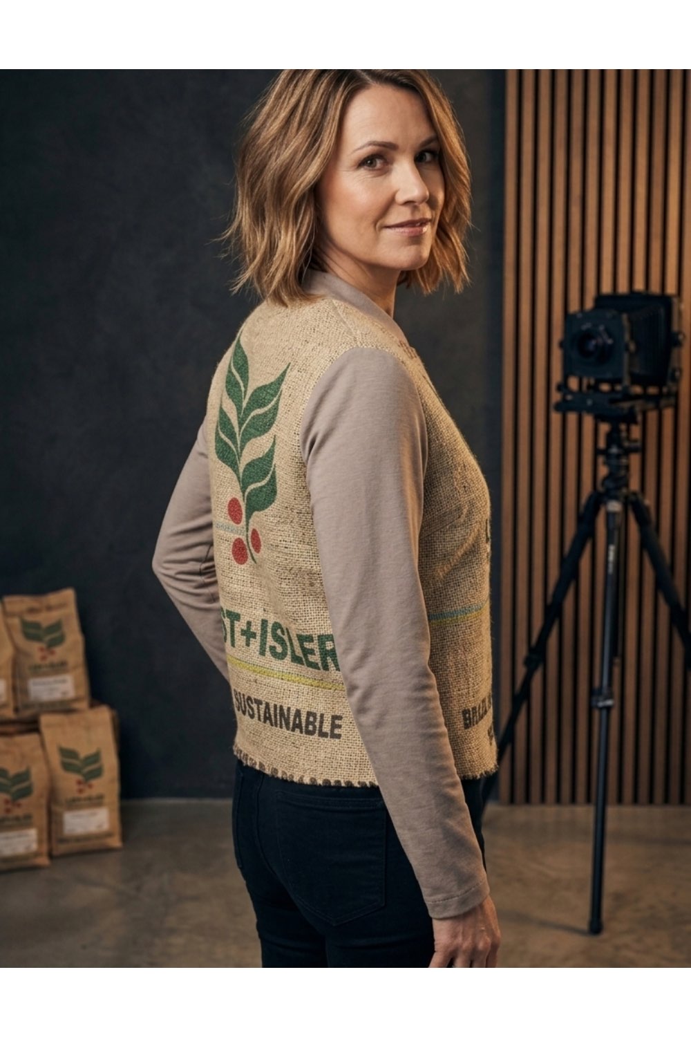 Jacke aus Jute-Kaffeesack