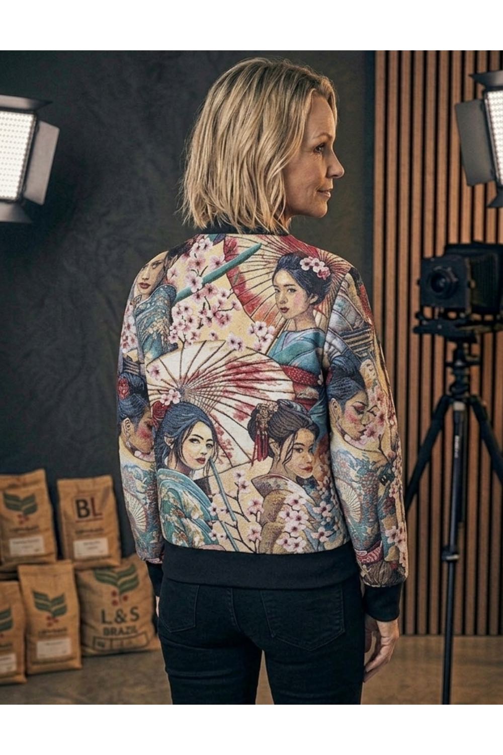 Blouson aus Jacquard im Geisha Stil