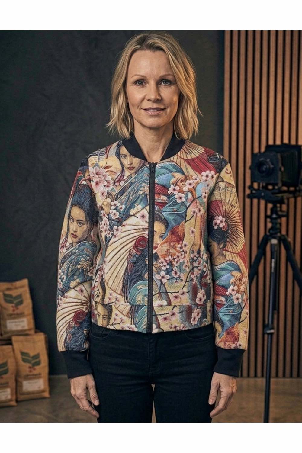 Blouson aus Jacquard im Geisha Stil