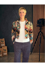 Jeansjacke aus Jacquard im Geisha Stil mit Puffärmeln