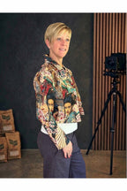 Jeansjacke aus Jacquard im Geisha Stil mit Puffärmeln